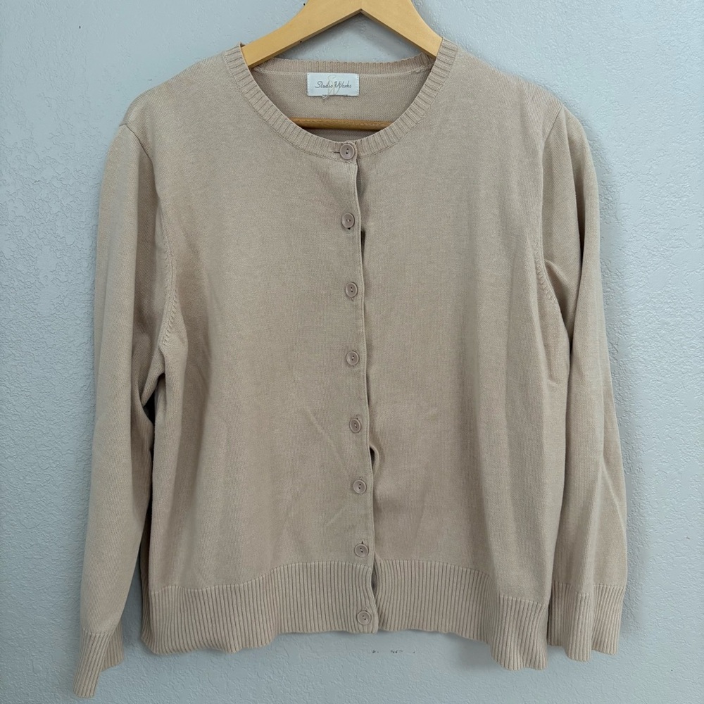 Studio Works Light Tan Cardigan Sweater